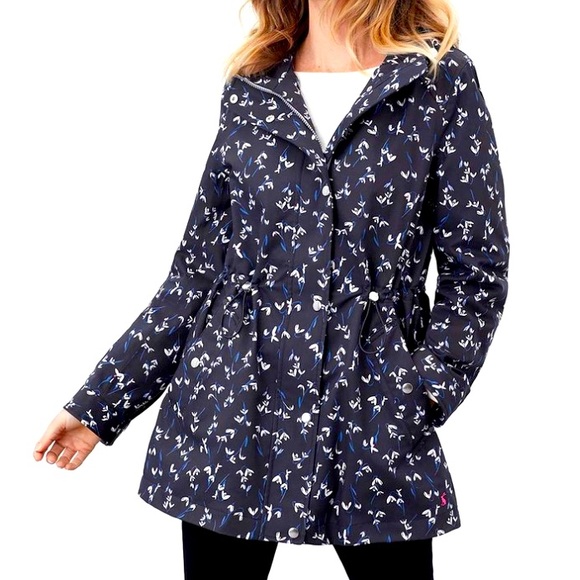 black floral raincoat